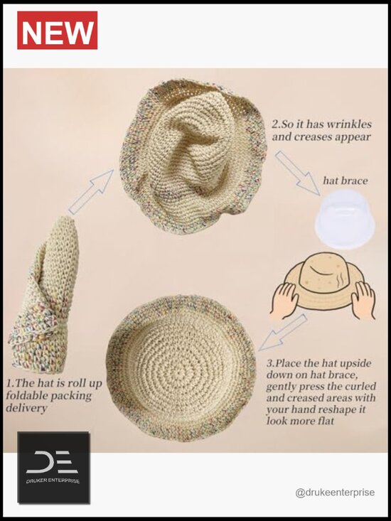 Straw Bucket Sun Hat Floppy Wide Brim Foldable Packable Travel Beach Hat main image 7